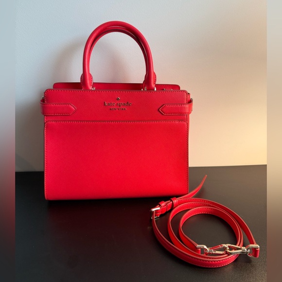 kate spade Handbags - kate spade red leather satchel with detachable strap